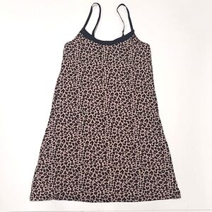 Kathy Ireland Mini Slip Dress Nighty 1 Piece Negligee Sexy Leopard Print Tank